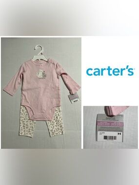 🆕CARTER’S - 9M - NWT - INFANT GIRLS 2PC PINK LEOPARD CAT OUTFIT